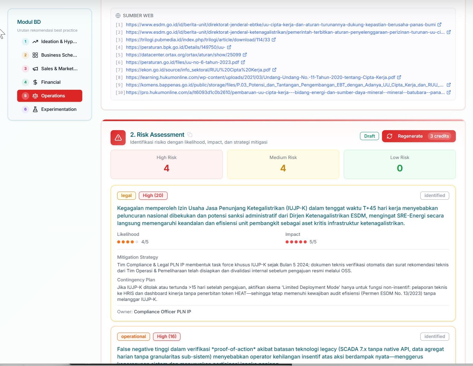 Operations — Legal & Kepatuhan — Lanskap regulasi, manajemen risiko, dan checklist kepatuhan